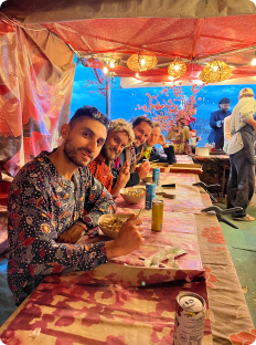 Our team having dinner together