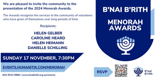 2024 B'nai B'rith Menorah Awards Presentation