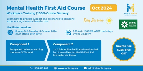 Online Mental Health First Aid Course - October 2024 (Morning sessions) (2)