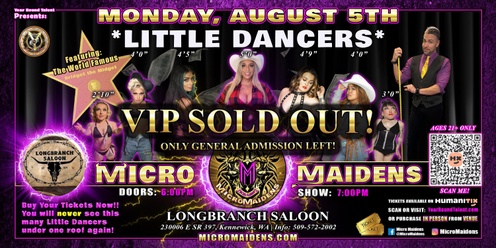 Kennewick, WA - Micro Maidens: The Show "Must Be This Tall to Ride!" at Longbranch Saloon