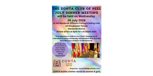 ZONTA JULY DINNER MEETING