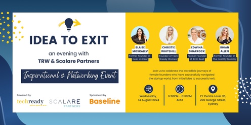 Idea to Exit, an evening with Tech Ready Women and Scalare Partners