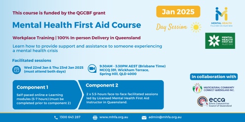 QLD Fully Face-to-Face Mental Health First Aid Course - Jan 2025 Session 1