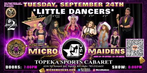 Topeka, KS - Micro Maidens: The Show @ Topeka Sports Cabaret! "Must Be This Tall to Ride!"