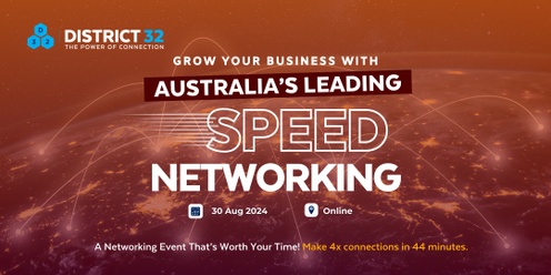 Australia’s Leading Speed Networking Event – Online – Fri 30 Aug