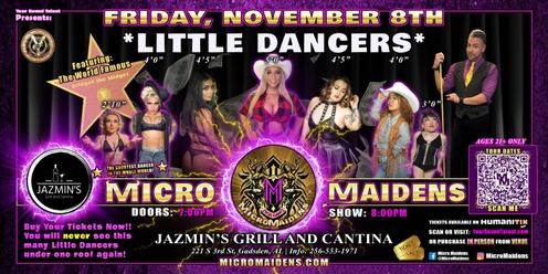 Gadsden, AL - Micro Maidens: The Show "Must Be This Tall to Ride!" at Jazmine's Grill & Cantina