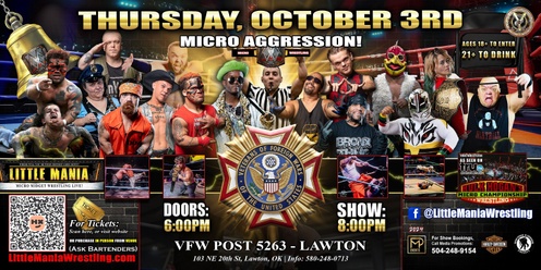 Lawton, OK - Micro Wrestling All * Stars @ VFW Post 5263: Little Mania Wrestling Rips through the Ring