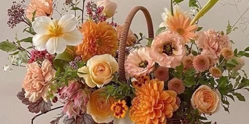 Woven Basket Bouquet Summer Centerpieces with Salt Stem Flower Farms