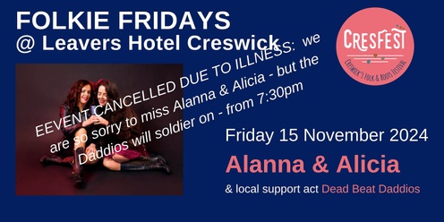 FOLKIE FRIDAY NOVEMBER 2024 - ALANNA & ALICIA @ LEAVER'S HOTEL