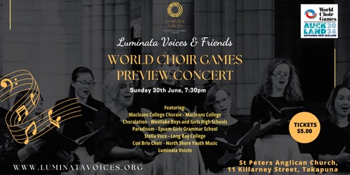 Luminata Voices and Friends: World Choir Games Preview Concert