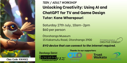 Teen/Adult Workshop: Unlocking Creativity: Using AI and ChatGPT for TV and Game Design (Workshop Code: KWANI2)