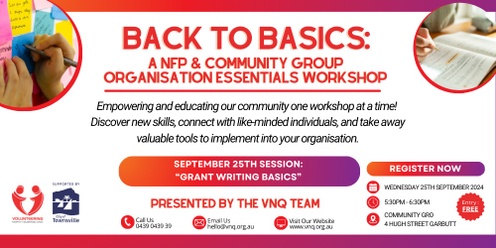 BACK TO BASICS: September 25th Session "Grant Writing Basics"