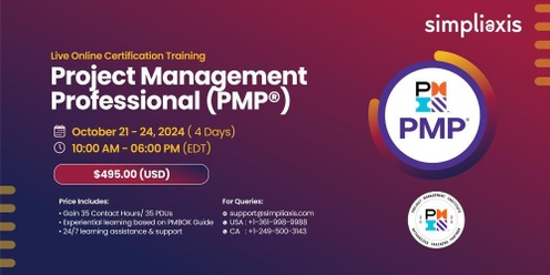 PMP Certification Course - October 21st and 24th 2024