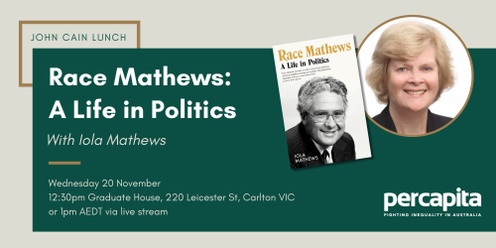 John Cain Lunch November: Race Mathews - A Life in Politics, with Iola Mathews