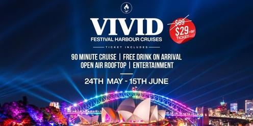 VIVID Lights Festival - Harbour Cruises | Open Air Rooftop | Free Drink | $29 ONLY
