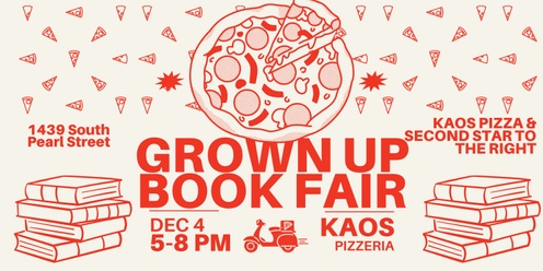 Grown Up Book Fair at Kaos Pizza