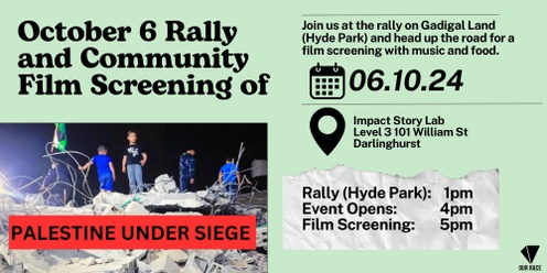 October 6 Rally and Community Film Screening with Music and Food