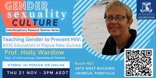 G/S/C Seminar: 'Teaching Gender to Prevent HIV' (Prof. Holly Wardlow, UToronto)