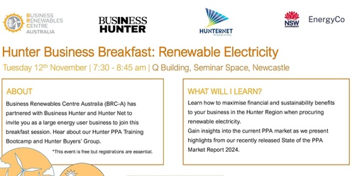 Hunter Business Breakfast: Renewable Electricty