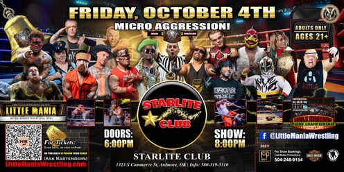 Ardmore, OK - Micro Wrestling All * Stars @ Starlite Club: Little Mania Wrestling Rips through the Ring