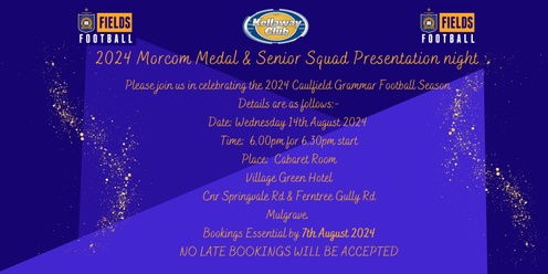 Caulfield Grammar 2024 Morcom Medal & Senior Squad Football Presentation Night