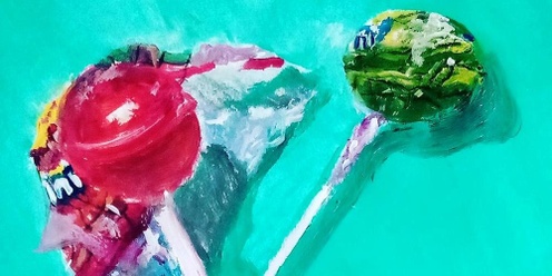School holidays kids art workshop - painting Lollipops