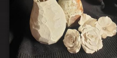 Ceramic flowers in a vase with Judy Rauert 