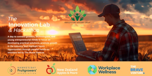 The Innovation Lab & Hackathon, Brought to you by Horticulture Advisory Group Hawke's Bay, The Brave Venture, NZAPI and Workplace Wellness