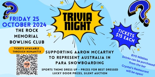 Trivia Night Supporting Aaron McCarthy Para Snowboarding