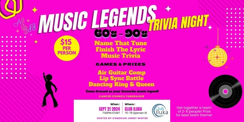 Music Legends Trivia Night - Club Iluka