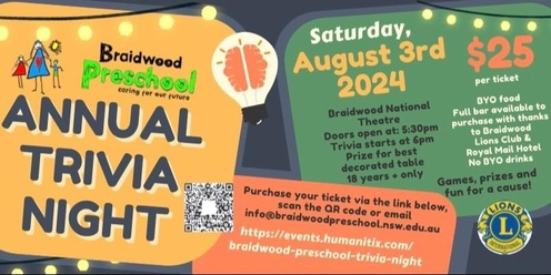 Braidwood Preschool Trivia Night