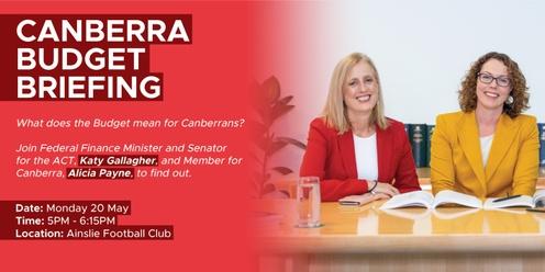 Canberra Budget Briefing with Katy Gallagher and Alicia Payne