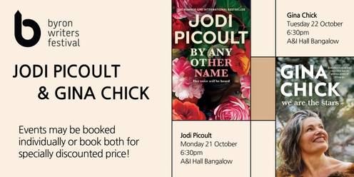 Jodi Picoult 21 October & Gina Chick 22 October