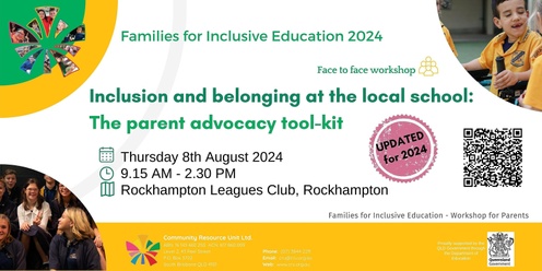 Inclusion and belonging at the local school - The parent advocacy toolkit: Rockhampton