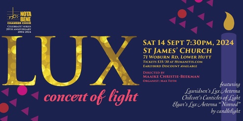 Nota Bene presents LUX: concert of light