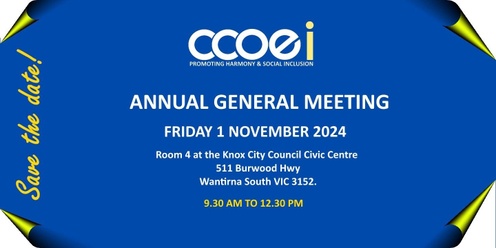 Annual General Meeting Friday 1st November 2024