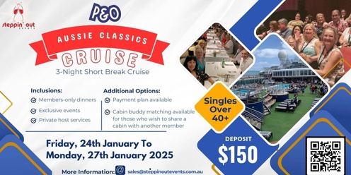 P&O Cruise | 3 Night Getaway | Singles Over 40 | Depart Melbourne | Hosted | Inclusive Private Onboard events | Last P&O Cruise Melbourne | Social Fun Interactive Accommodation Meals 