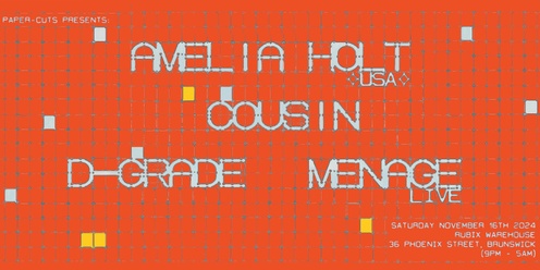 Paper-Cuts presents Amelia Holt (US), Cousin, d-grade, Menage (Live) at Rubix Warehouse