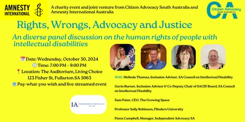 Rights, Wrongs, Advocacy and Justice: A Panel Discussion on the Human Rights of People with Intellectual Disability