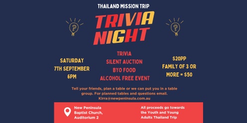 New Pen Thailand Trip Trivia Night Fundraiser