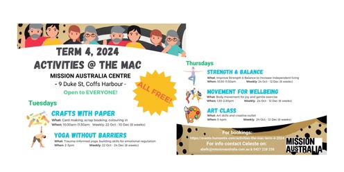 Activities @ the MAC - Term 4, 2024