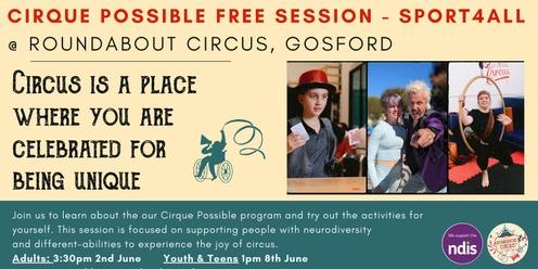 Inclusive Sport4All: Come and Try Circus for Adults @ Roundabout Circus for FREE