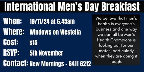 New Mornings International Men's Day Breakfast