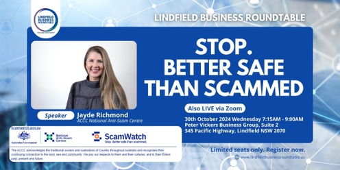 Stop. Better Safe Than Scammed | Lindfield Business Roundtable