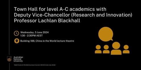 Town Hall for level A-C academics with Deputy Vice-Chancellor (Research and Innovation) Professor Lachlan Blackhall