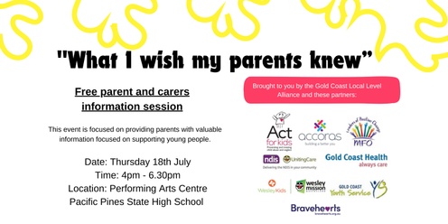 "What I Wish My Parents Knew"  - Free parent & carers information evening with some of the best ways to support young people ✨