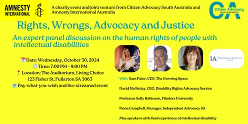 Rights, Wrongs, Advocacy and Justice: A Panel Discussion on the Human Rights of People with Intellectual Disability