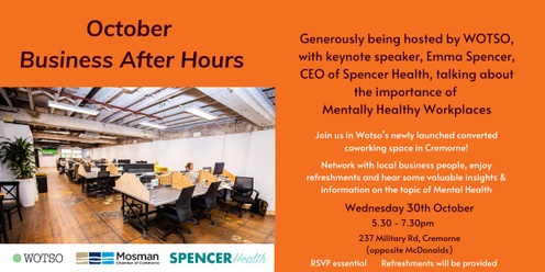 October Business After Hours (BAH) - WOTSO and Spencer Health