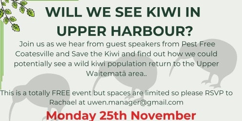 Will we see kiwi in Upper Harbour?