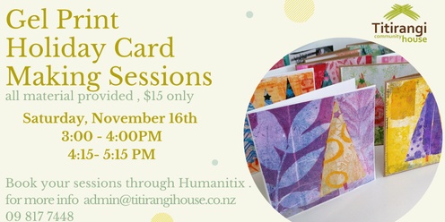 Gel Print Holiday Card Making Session @3PM